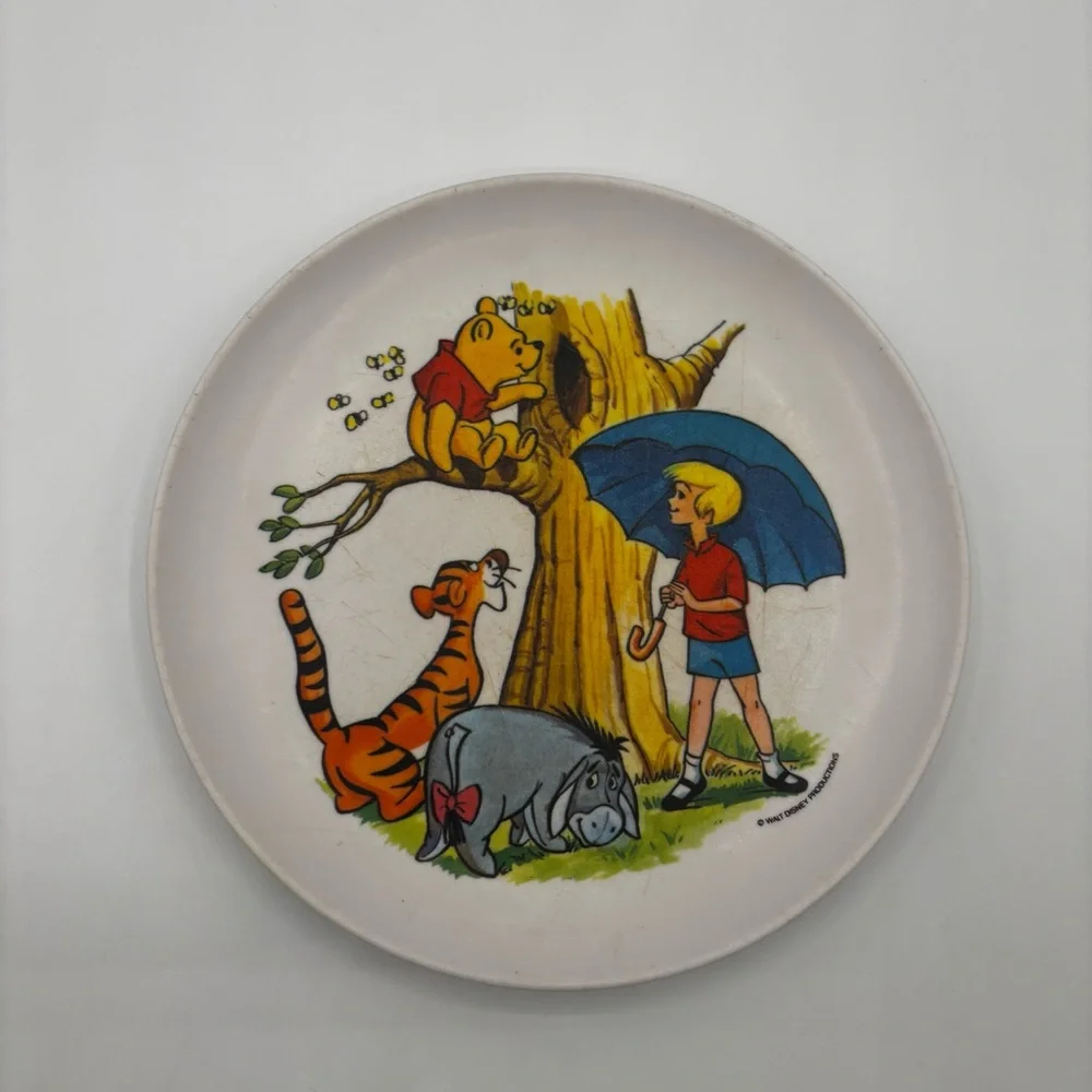 Vintage Walt Disney Winnie the Pooh Plate Tigger Eeyore Christopher Robin 7”